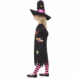 Smiffys Girls Cinder Halloween Witch Costume Set - 7-9 Years, Black/Pink