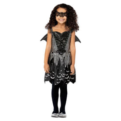 Smiffys Girls Dark Bat Fairy Costume - 4-6 Years, Black/Silver