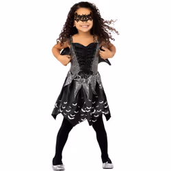 Smiffys Girls Dark Bat Fairy Costume - 4-6 Years, Black/Silver