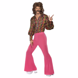 Smiffys Mens 60s CND Costume Set - M, Pink