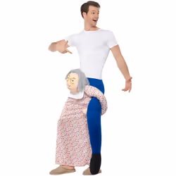 Smiffys Unisex Adult Grandma Piggy Back Costume