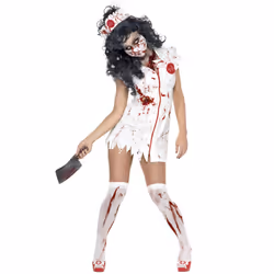 Smiffys Womens/Ladies Zombie Nurse Halloween Costume Set - M, White/Red