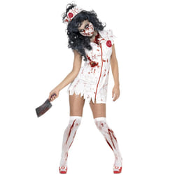 Smiffys Womens/Ladies Zombie Nurse Halloween Costume Set - M, White/Red