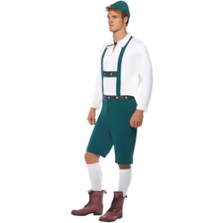 Smiffys Mens Beer Fest Costume Set - XL, Green/White