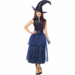 Smiffys Womens/Ladies Deluxe Midnight Witch Costume Set - 8 UK - 10 UK, Navy