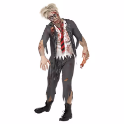 Smiffys Mens High School Horror Zombie School Boy Costume - L, Black/White