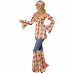 Smiffys Womens/Ladies 70s Hippy Vintage Costume Set - XL, Multicoloured