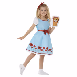 Smiffys Girls Deluxe Country Girl Costume Set - 4-6 Years, Blue/White/Red