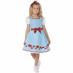 Smiffys Girls Deluxe Country Girl Costume Set - 4-6 Years, Blue/White/Red