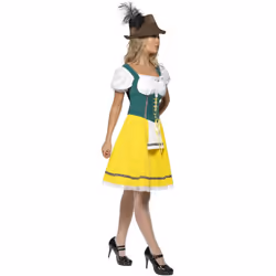 Smiffys Womens/Ladies Oktoberfest Costume Dress - S, Yellow/White/Green