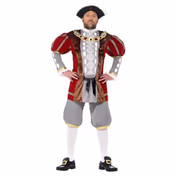 Smiffys Mens Deluxe Henry VIII Costume Set - L, Red