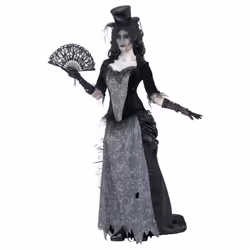 Smiffys Womens/Ladies Ghost Town Widow Costume Set - 8 UK - 10 UK, Grey