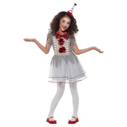 Smiffys Girls Vintage Clown Costume Set - 7-9 Years, Grey/Red