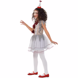 Smiffys Girls Vintage Clown Costume Set - 7-9 Years, Grey/Red