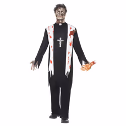 Smiffys Mens Zombie Priest Costume - M, Black/White