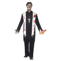 Smiffys Mens Zombie Priest Costume - M, Black/White