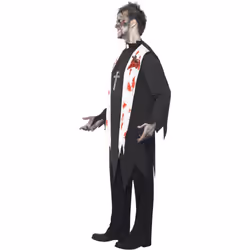 Smiffys Mens Zombie Priest Costume - M, Black/White