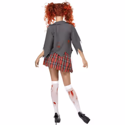 Smiffys Womens/Ladies High School Horror Zombie School Girl Costume Set - L, Grey/White/Red