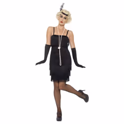 Smiffys Womens/Ladies Flapper Costume Set - 20 UK - 22 UK, Black