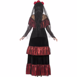 Smiffys Womens/Ladies Deluxe Bride Day Of The Dead Costume Set - S, Black/Red
