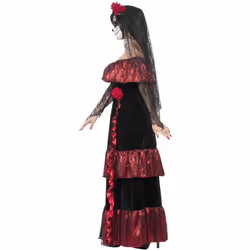 Smiffys Womens/Ladies Deluxe Bride Day Of The Dead Costume Set - S, Black/Red
