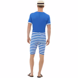 Smiffys Mens 20s Bathing Suit Costume Set - M, White/Blue