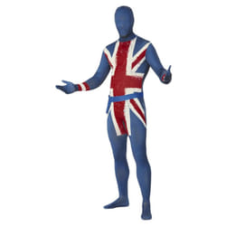 Smiffys Mens Union Jack Skin Suit Costume Set - XL R, Blue/Red/White