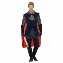 Smiffys Mens Deluxe King Arthur Costume Set - XL, Black/Red