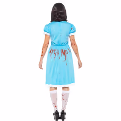 Smiffys Womens/Ladies Murderous Twin Bloody Costume Set - L, Blue/Red/White