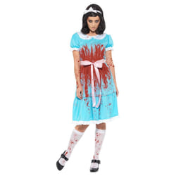 Smiffys Womens/Ladies Murderous Twin Bloody Costume Set - XL, Blue/Red/White