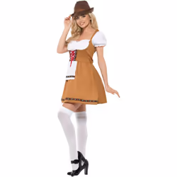 Smiffys Womens/Ladies Bavarian Beer Maid Costume Dress - 16 UK - 18 UK, Brown