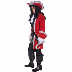 Smiffys Mens Deluxe Authentic Pirate Captain Costume Set - XL, Red/Black/White