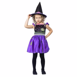 Smiffys Girls Witch Stitch Costume Set - 1-2 Years, Purple