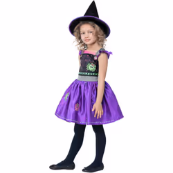 Smiffys Girls Witch Stitch Costume Set - 1-2 Years, Purple