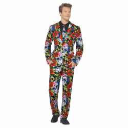 Smiffys Mens Day Of The Dead Costume Suit - XL, Multicoloured