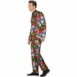 Smiffys Mens Day Of The Dead Costume Suit - XL, Multicoloured