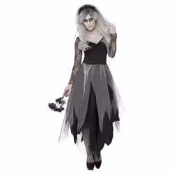 Smiffys Womens/Ladies Graveyard Bride Costume - 24 UK - 26 UK, Black