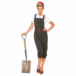 Smiffys Womens/Ladies World War II Land Girl Costume Set - S, Green/White