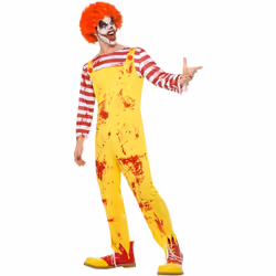 Smiffys Mens Kreepy Killer Clown Costume Jumpsuit - M, Yellow/Red/White