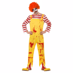 Smiffys Mens Kreepy Killer Clown Costume Jumpsuit - XL, Yellow/Red/White