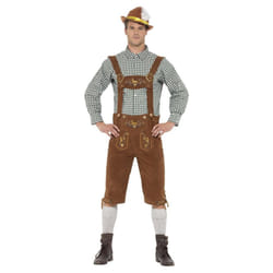 Smiffys Mens Deluxe Traditional Hans Bavarian Costume Set - L, Brown/Black/White
