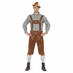 Smiffys Mens Deluxe Traditional Hans Bavarian Costume Set - M, Brown/Black/White