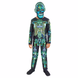 Smiffys Childrens/Kids Skeleton Gamer Glow In The Dark Costume Set - 4-6 Years, Black/Green
