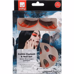 Smiffys Make-Up FX Gothic Eyelash & Nails Set