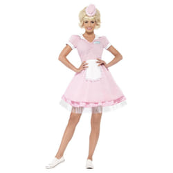 Smiffys Womens/Ladies 50s Diner Costume Set - XS, Pink/White