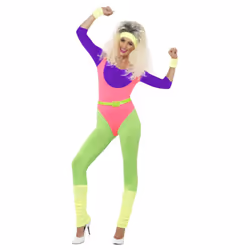 Smiffys Womens/Ladies 80s Work Out Contrast Costume Set - M, Multicoloured