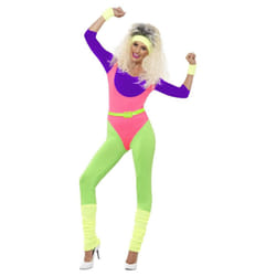 Smiffys Womens/Ladies 80s Work Out Contrast Costume Set - M, Multicoloured