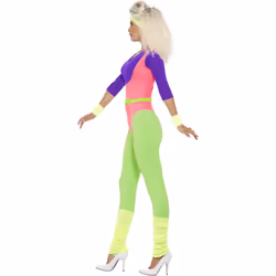 Smiffys Womens/Ladies 80s Work Out Contrast Costume Set - M, Multicoloured