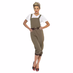 Smiffys Womens/Ladies World War II Land Girl Costume Set - M, Khaki