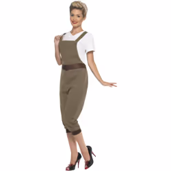 Smiffys Womens/Ladies World War II Land Girl Costume Set - M, Khaki